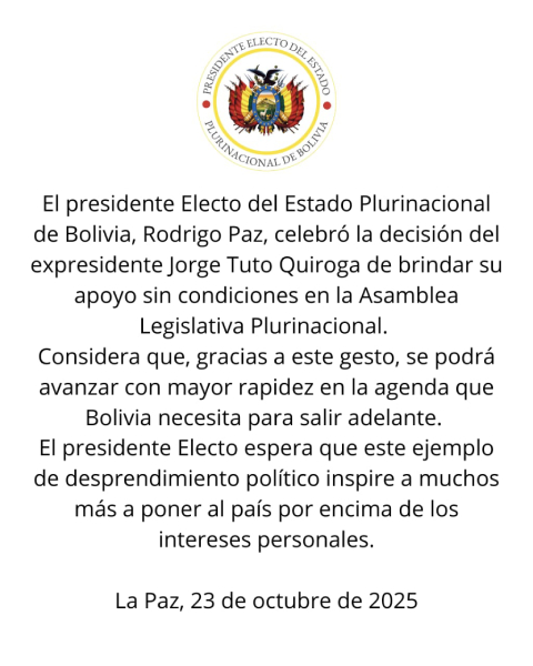 Oficina del Presidente Rodrigo Paz Pereira