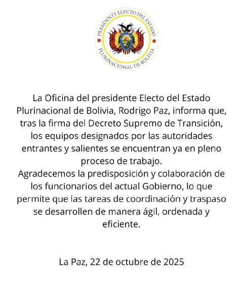 Oficina del Presidente Rodrigo Paz Pereira