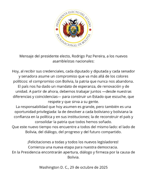 Oficina del Presidente Rodrigo Paz Pereira