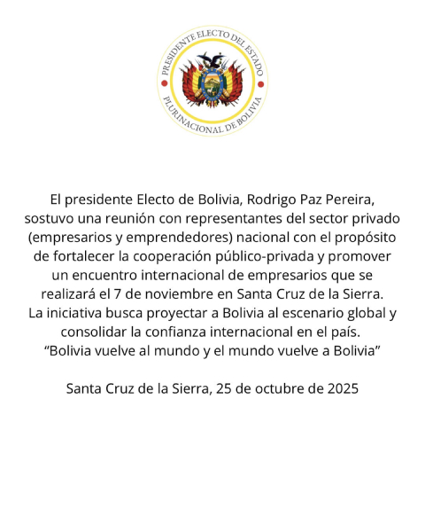 Oficina del Presidente Rodrigo Paz Pereira