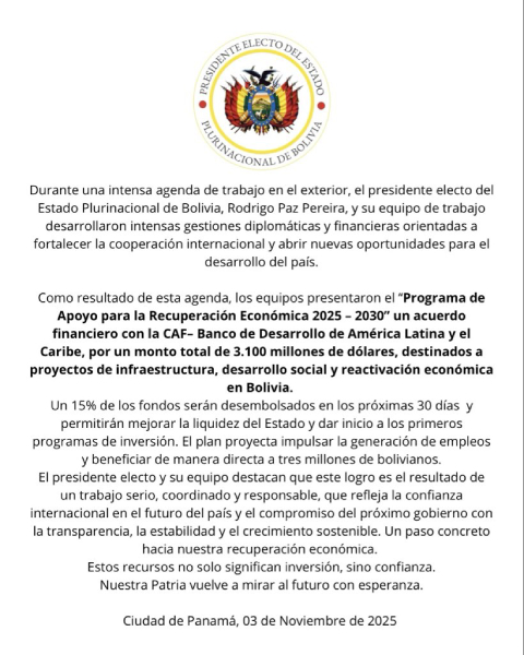 Oficina del Presidente Rodrigo Paz Pereira